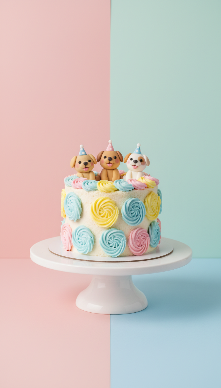 Puppy Birthday Cake with Colorful Sprinkles